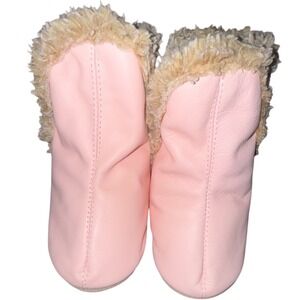 Robeez Pink‎ Faux Fur Booties Baby 12-18M Leather Shearling Style Soft Sole